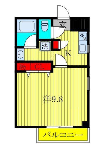 グリーンハイム(1K/1階)の間取り写真