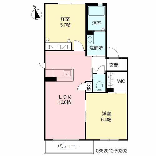 シャーメゾンなるみずB(2LDK/2階)の間取り写真