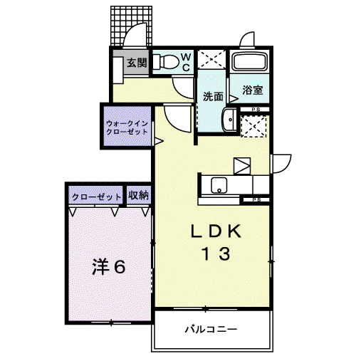ヴィラクレールII(1LDK/1階)の間取り写真