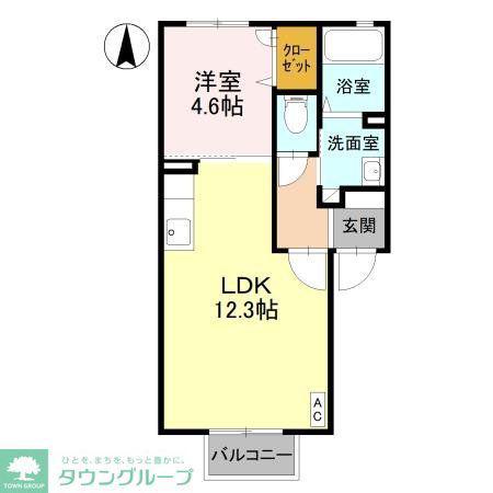 クレシェンテC(1LDK/2階)の間取り写真