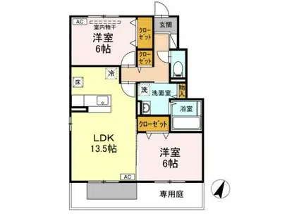 DIANTHUS B棟(2LDK/1階)の間取り写真