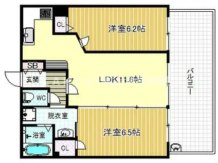 エステムプラザ梅田・茶屋町Ⅱエアパークス(2LDK/9階)の間取り写真