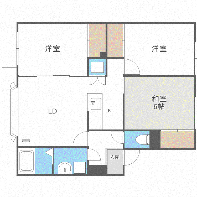 パークタウン西町B(3LDK/1階)の間取り写真