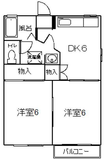 ハイツスルガ(2DK/2階)の間取り写真