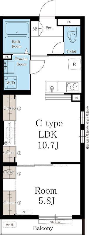 リブリ・ESPACIO(1LDK/1階)の間取り写真