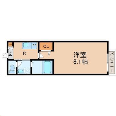 パークフォレスト東照宮(1K/1階)の間取り写真