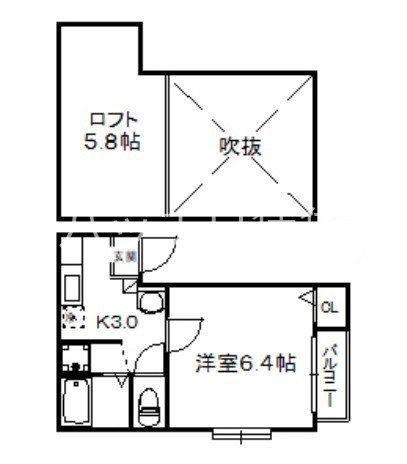 クリスタルK九大南(1K/2階)の間取り写真
