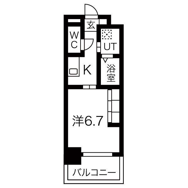 リシュドール伝馬(1K/5階)の間取り写真