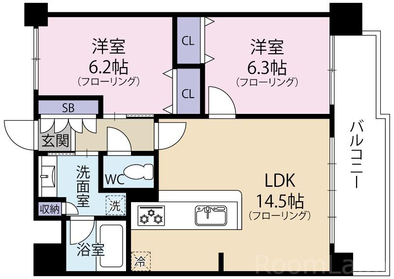 ケイズヴィレッジ(2LDK/3階)の間取り写真