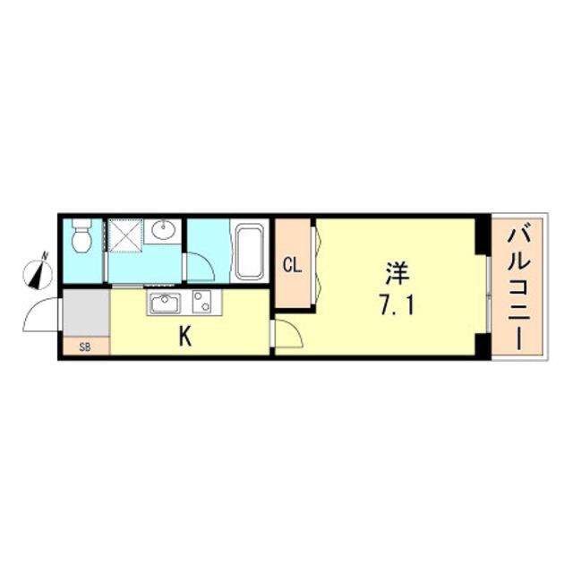 プライムステイツ芦屋(1K/2階)の間取り写真