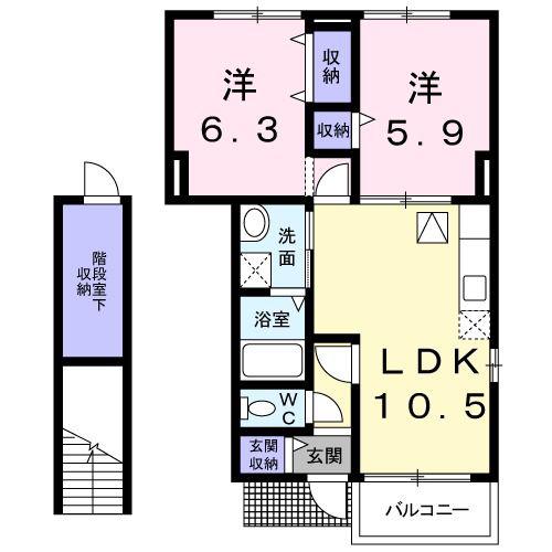 アーバンライフ A(2LDK/1階)の間取り写真