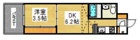 NO54 WES PROJECT博多駅南(1DK/12階)の間取り写真