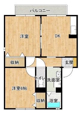 メゾンラフィーネ(2DK/2階)の間取り写真