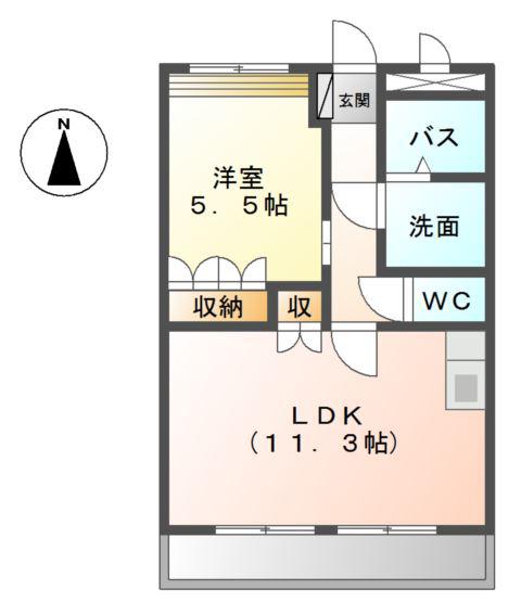 クイーンパレス(1LDK/2階)の間取り写真