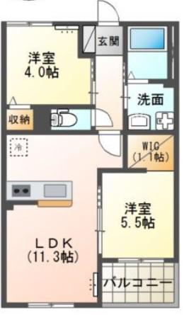 エスポワール(2LDK/2階)の間取り写真