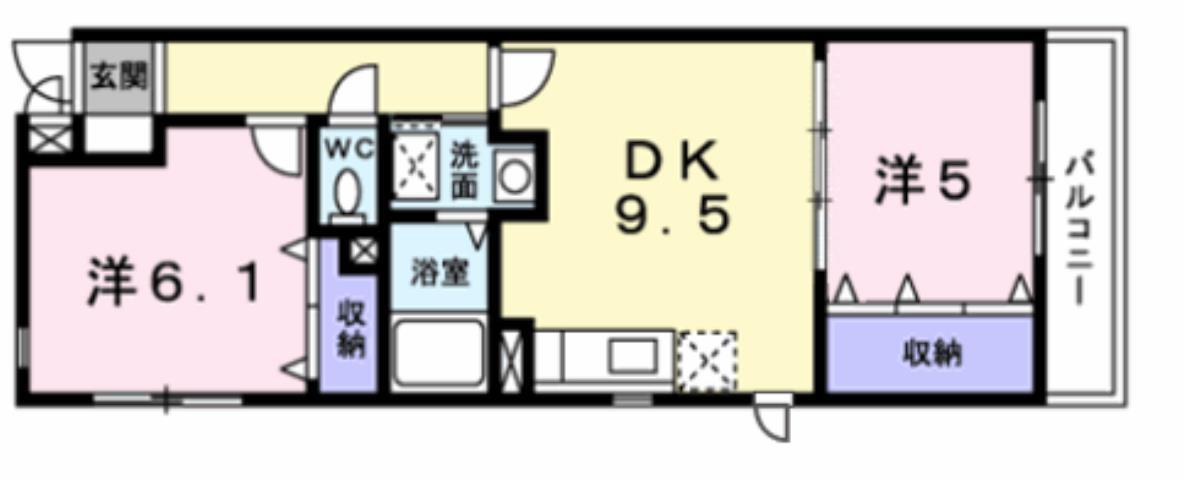 ボヌール(2DK/2階)の間取り写真