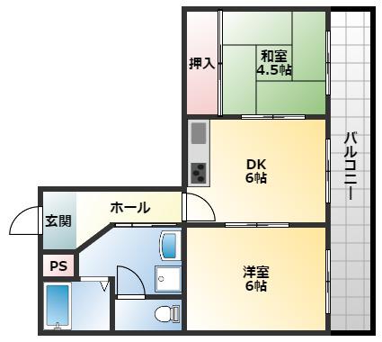 メゾンクレール(2DK/7階)の間取り写真