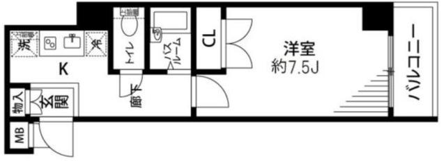 フェニックス三軒茶屋(1K/9階)の間取り写真