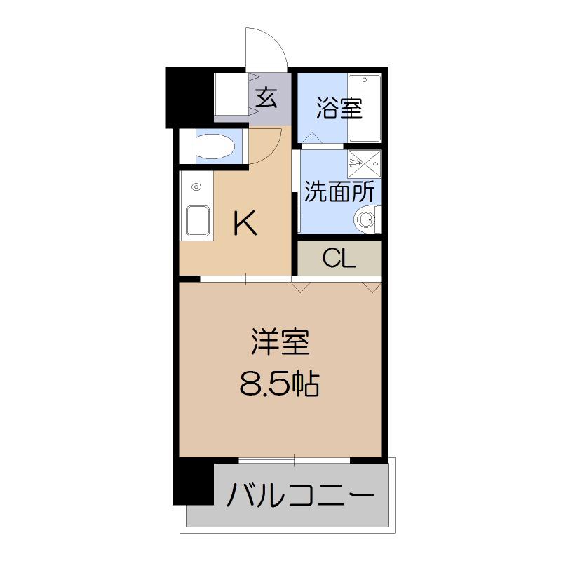 CITY SPIRE美章園(1K/2階)の間取り写真