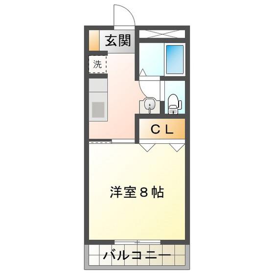 タウンコートII世(1K/2階)の間取り写真