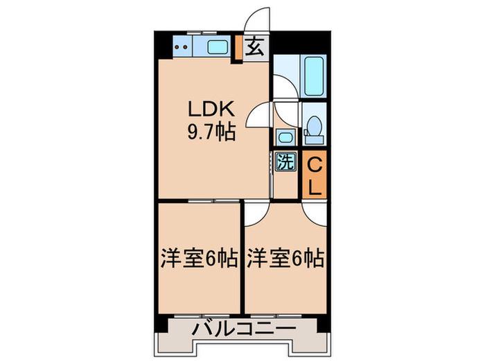 グリーンキャピタル金町(2DK/7階)の間取り写真