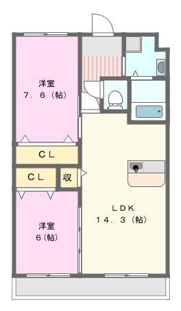 フォルトゥーナ(2LDK/1階)の間取り写真