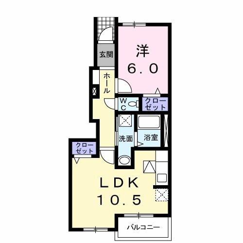 アルカンシェル(1LDK/1階)の間取り写真