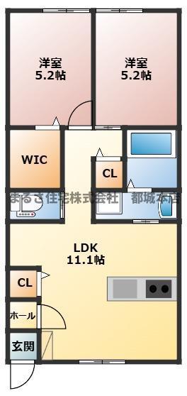 CASTELLO(2LDK/2階)の間取り写真