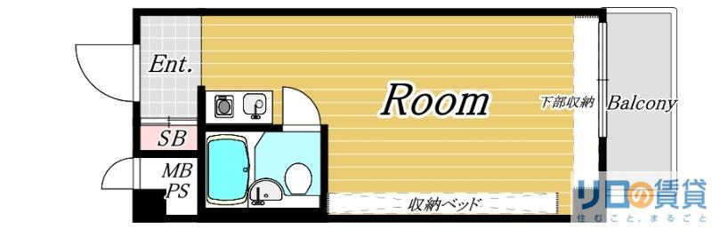 ライオンズマンション新大阪第5(ワンルーム/12階)の間取り写真