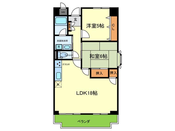 ベルメゾン宮下(2LDK/4階)の間取り写真