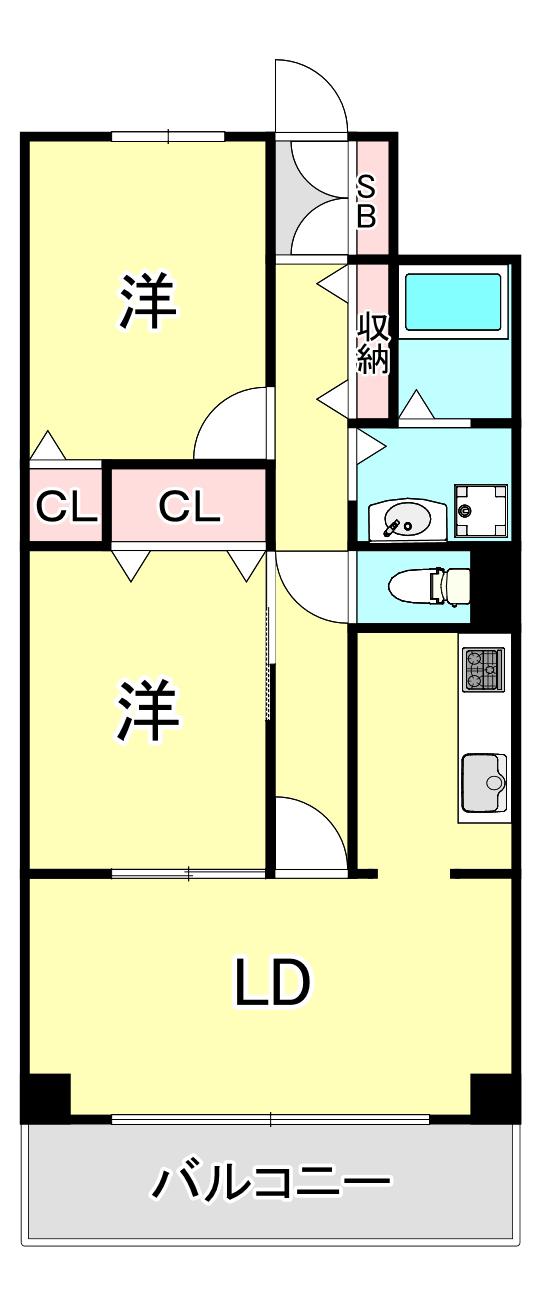 フィール甲南(2LDK/1階)の間取り写真