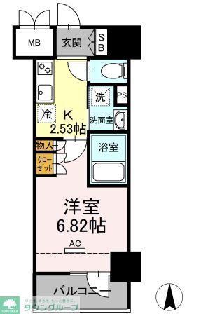 ホウエイコート秋葉原(1K/2階)の間取り写真
