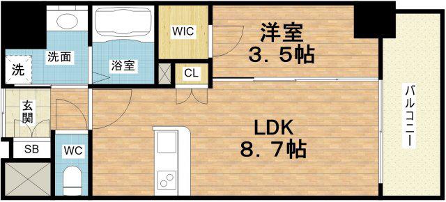サムティ京橋CLEAR(1LDK/8階)の間取り写真