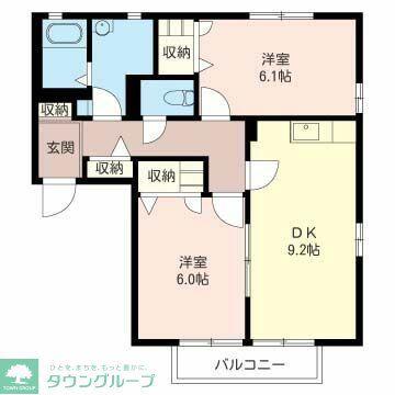 コージィーコート(2DK/1階)の間取り写真