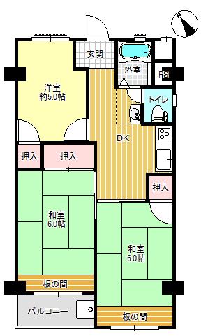 南千里第2コーポラスB棟(3DK/11階)の間取り写真