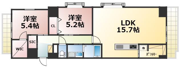 ISM 今里(2LDK/4階)の間取り写真