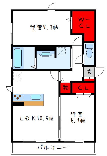 ボース・ウィングス久宝寺(2LDK/2階)の間取り写真