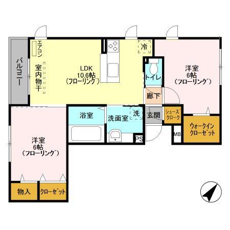 BIENESTAR(2LDK/3階)の間取り写真