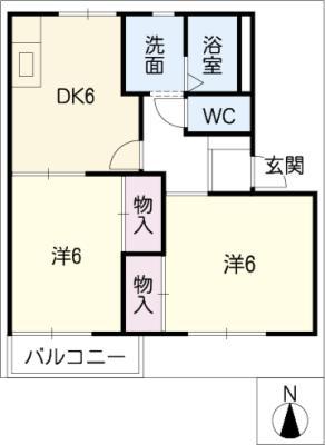 グリーンパーク棚橋 A棟(2DK/2階)の間取り写真