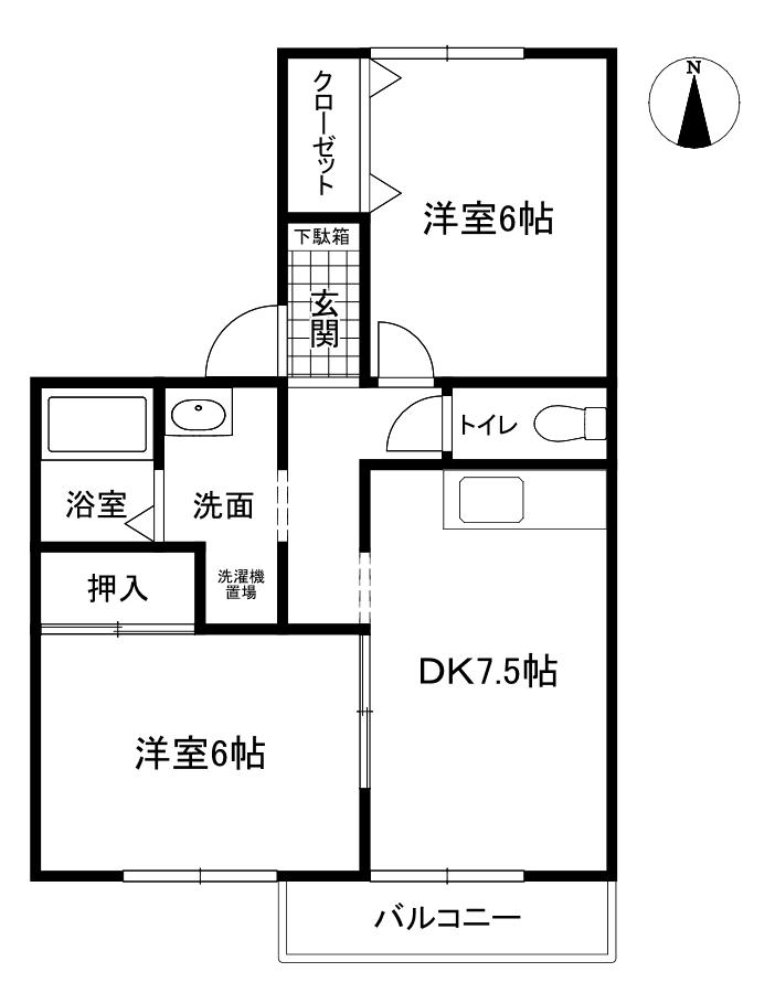 プランドール423(2DK/2階)の間取り写真
