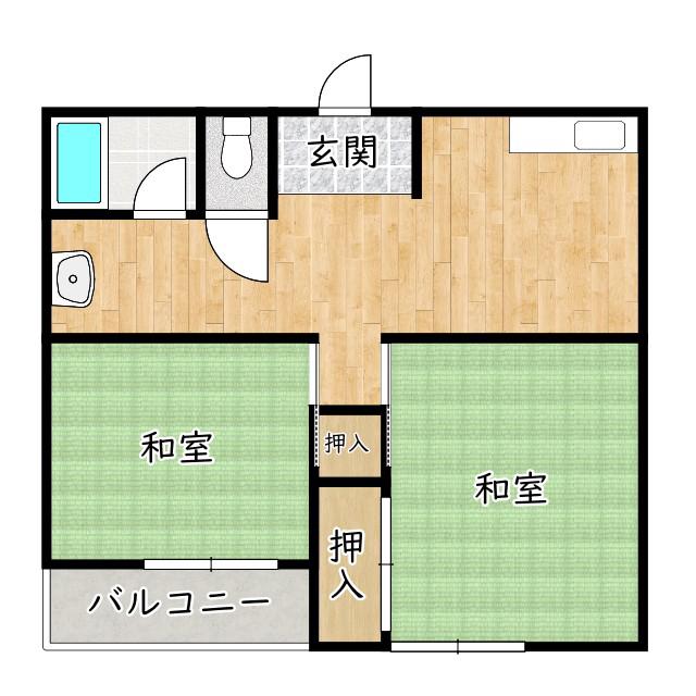 平井ハイム(2DK/2階)の間取り写真