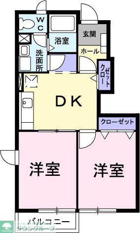 エーデルIII(2DK/1階)の間取り写真