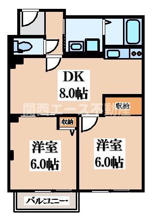 ハイムグランシャリオ(2DK/2階)の間取り写真