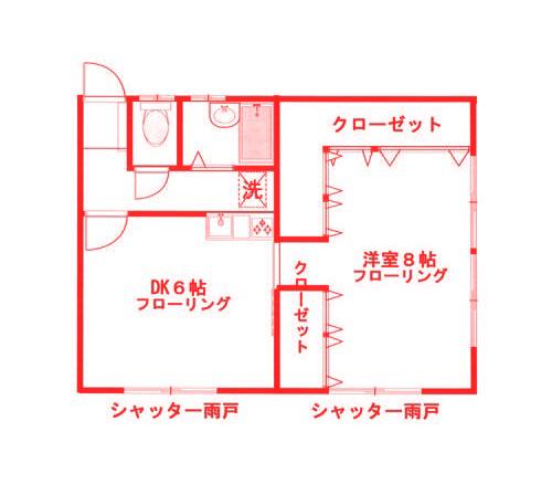 シャルム本村(1DK/1階)の間取り写真