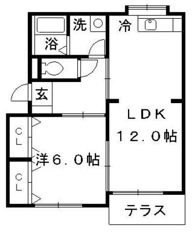 クレール弥生(1LDK/1階)の間取り写真