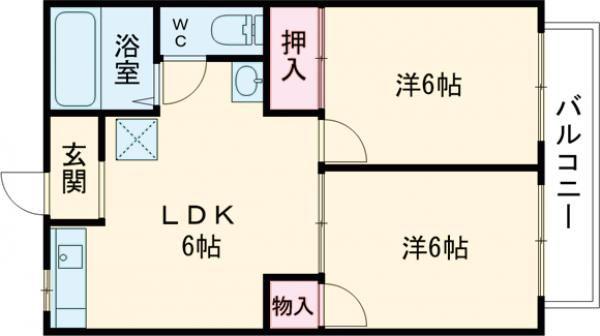 ノースウィンダム(2DK/2階)の間取り写真
