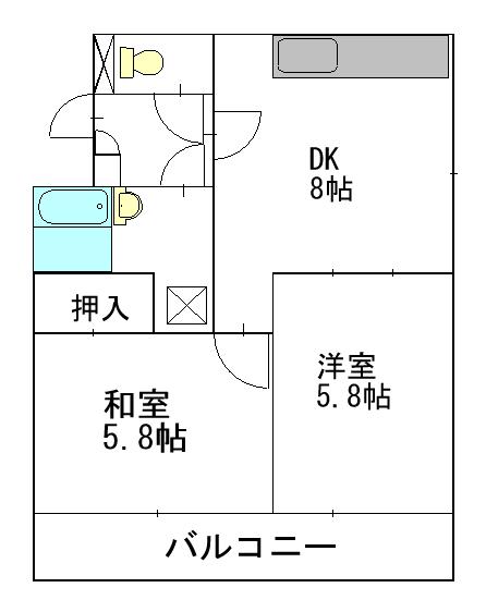 千本エレガンス(2DK/3階)の間取り写真