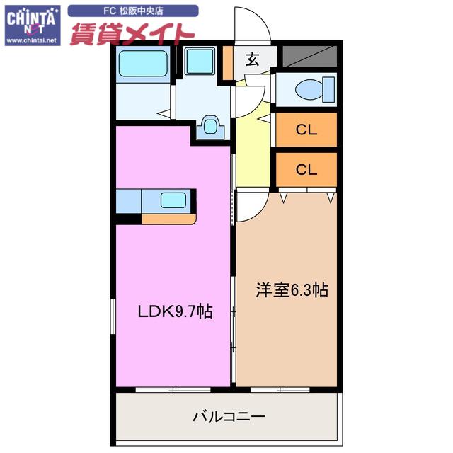 マエストロ斎宮(1LDK/1階)の間取り写真