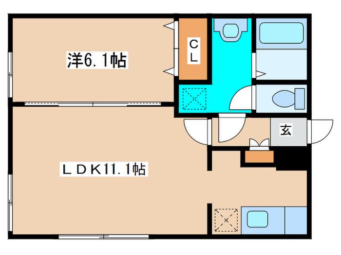 グランメール平和通V(1LDK/4階)の間取り写真