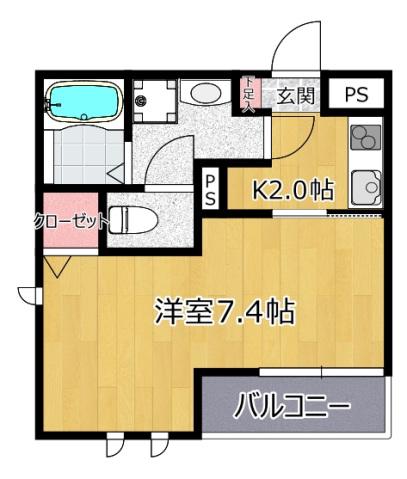 SOLEIL宮崎台(1K/2階)の間取り写真